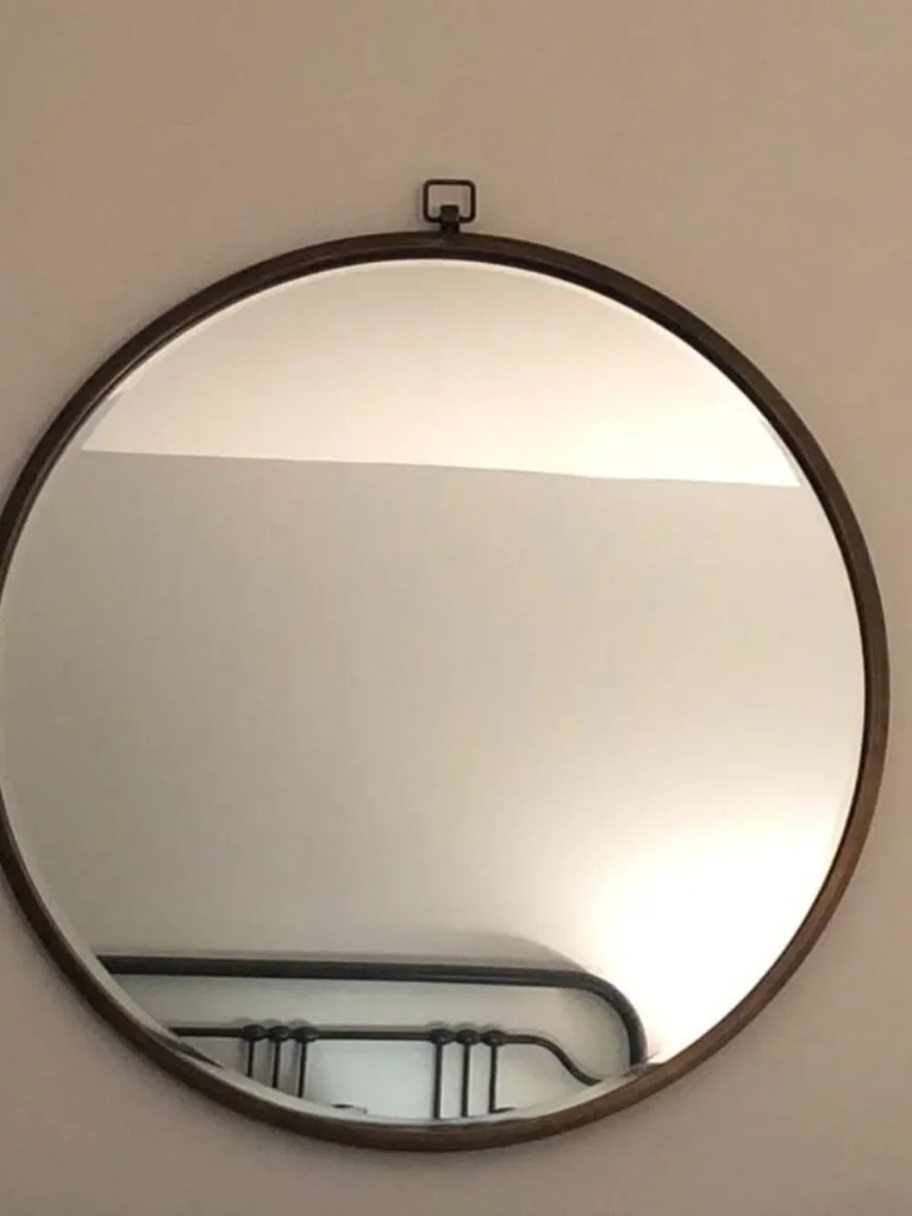 Joss & Main Beveled Circular Cast Iron Accent Mirror in Bronze Color